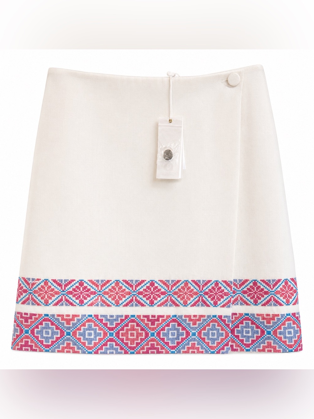 Tory Burch NWT Ruby Embroidered Linen Blend Skirt Ivory Size 8
